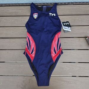 TYR Phoenix Water Polo Womens Breakaway Suit Zipper One Piece Swimsuit Size 36